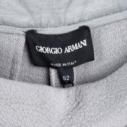 Giorgio Armani Grey Textured Wool Loose Fit Trousers XL
