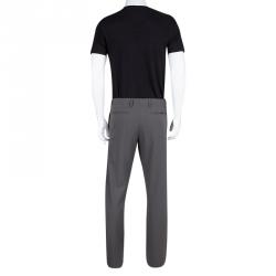 Pre Owned Giorgio Armani Grey Stretch Wool Tailored Trousers L