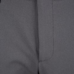Pre Owned Giorgio Armani Grey Stretch Wool Tailored Trousers L