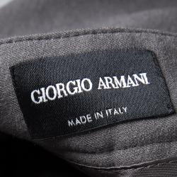 Pre Owned Giorgio Armani Grey Stretch Wool Tailored Trousers L