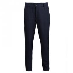 Pre Owned Giorgio Armani Navy Blue Elasticized Waist Linen Trousers XXL