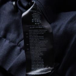 Pre Owned Giorgio Armani Navy Blue Elasticized Waist Linen Trousers XXL