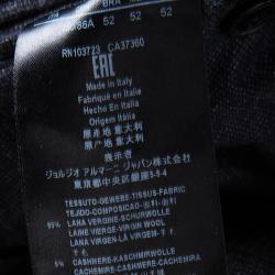 Pre Owned Giorgio Armani Navy Blue Textured Wool Tailored Trousers XL