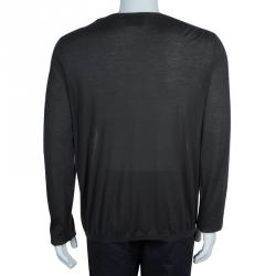 Giorgio Armani Grey Cashmere V Neck Sweater XL