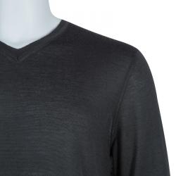 Giorgio Armani Grey Cashmere V Neck Sweater XL