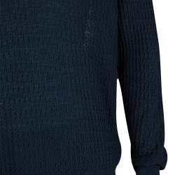 Giorgio Armani Navy Blue Jaquard Knit V-Neck Sweater XL