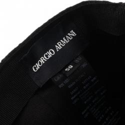 Pre Owned Giorgio Armani Black Monogram Baseball Cap Size 59