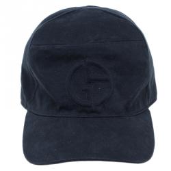 Pre Owned Giorgio Armani Black Logo Baseball Cap Size 58