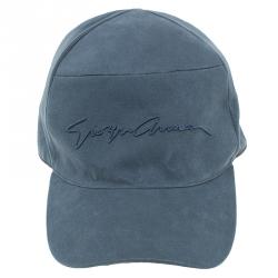 Pre Owned Giorgio Armani Grey Signature Baseball Cap Size 59