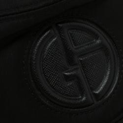Pre Owned Giorgio Armani Black Embossed Logo Detail Leather Trim Baseball Cap M ( Size 57 )