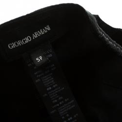Pre Owned Giorgio Armani Black Embossed Logo Detail Leather Trim Baseball Cap M ( Size 57 )