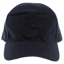 Pre Owned Giorgio Armani Navy Blue Embossed Logo Detail Baseball Cap L ( Size 58 )