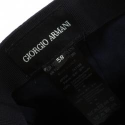 Pre Owned Giorgio Armani Navy Blue Embossed Logo Detail Baseball Cap L ( Size 58 )