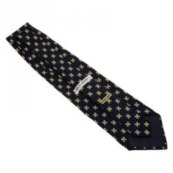 Pre Owned Giorgio Armani Navy Blue Silk Printed Tie