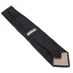 Pre Owned Giorgio Armani Black Polka Dot Woven Silk Tie