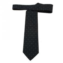 Giorgio Armani Navy Blue Printed Silk Tie 