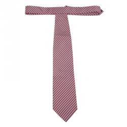 Pre Owned Giorgio Armani Red Striped Silk Tie