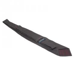 Pre Owned Giorgio Armani Burgundy Striped Silk Tie