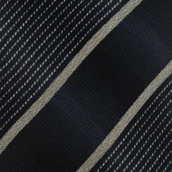 Pre Owned Giorgio Armani Navy Blue and Grey Striped Silk Tie