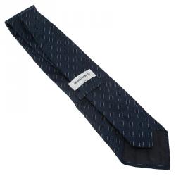 Pre Owned Giorgio Armani Navy Blue Printed Silk Tie