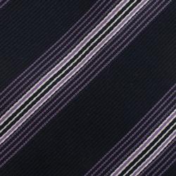 Pre Owned Giorgio Armani Purple and Black Striped Silk Tie