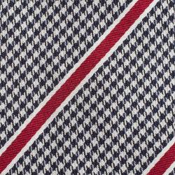 Pre Owned Giorgio Armani Two Tone Houndstooth Striped Woven Silk Tie