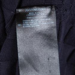 Pre Owned Giorgio Armani Navy Blue Basketweave Cotton Knit Cardigan XXL