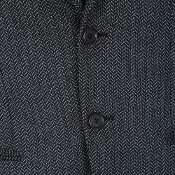 Pre Owned Giorgio Armani Monochrome Wool Chevron Pattern Blazer L