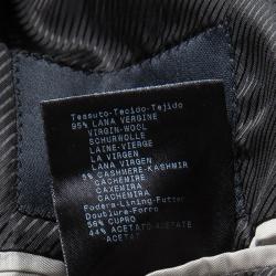 Pre Owned Giorgio Armani Monochrome Wool Chevron Pattern Blazer L