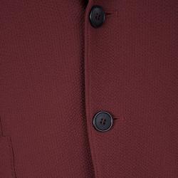 Pre Owned Giorgio Armani Maroon Textured Wool Upton Blazer L