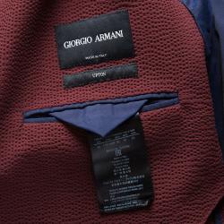 Pre Owned Giorgio Armani Maroon Textured Wool Upton Blazer L
