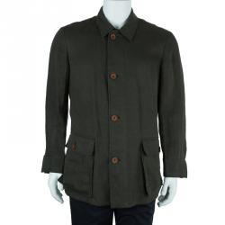 Pre Owned Giorgio Armani Mens Olive Green Jacket L
