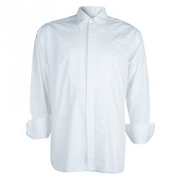 Giorgio Armani White Cotton Long Sleeve Buttondown Tuxedo Shirt L