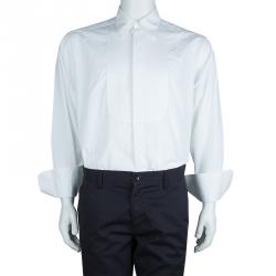 Giorgio Armani White Cotton Long Sleeve Buttondown Tuxedo Shirt L