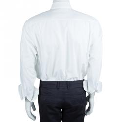 Giorgio Armani White Cotton Long Sleeve Buttondown Tuxedo Shirt L