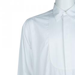 Giorgio Armani White Cotton Long Sleeve Buttondown Tuxedo Shirt L