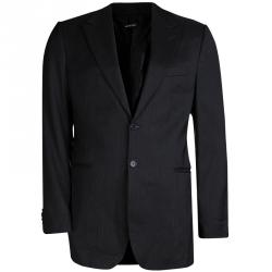 Giorgio Armani Grey Striped Wool Blazer L