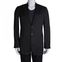 Giorgio Armani Grey Striped Wool Blazer L