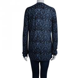 Pre Owned Giorgio Armani Blue Printed Crew Neck Sweater L