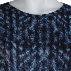 Pre Owned Giorgio Armani Blue Printed Crew Neck Sweater L