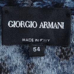 Pre Owned Giorgio Armani Blue Printed Crew Neck Sweater L