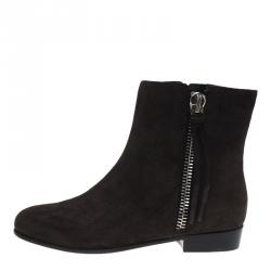 Pre Owned Giuseppe Zanotti Dark Grey Suede Side Zip Chelsea Boots Size 41