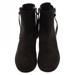 Pre Owned Giuseppe Zanotti Dark Grey Suede Side Zip Chelsea Boots Size 41