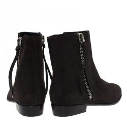 Pre Owned Giuseppe Zanotti Dark Grey Suede Side Zip Chelsea Boots Size 41