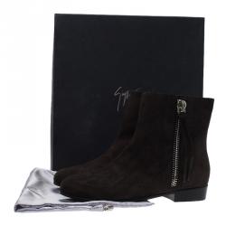 Pre Owned Giuseppe Zanotti Dark Grey Suede Side Zip Chelsea Boots Size 41