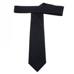 Pre Owned Givenchy Navy Blue Silk Logo Tie