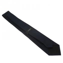 Pre Owned Givenchy Navy Blue Silk Logo Tie