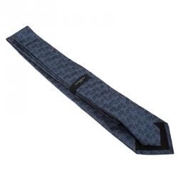Givenchy Two Tone Blue Textured Triangle Print Silk Tie 