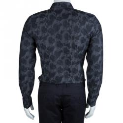 Givenchy Grey Printed Long Sleeve Buttondown Cotton Shirt M