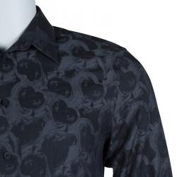 Givenchy Grey Printed Long Sleeve Buttondown Cotton Shirt M
